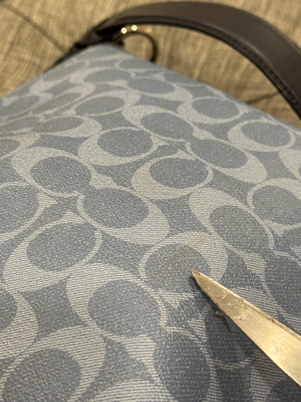 Coach Abby Duffle Blue Signature Monogram Hobo Bag - Picture 11 of 17